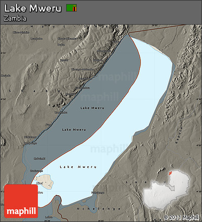 Shaded Relief Map of Lake Mweru, darken