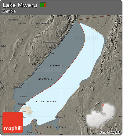 Shaded Relief Map of Lake Mweru, darken