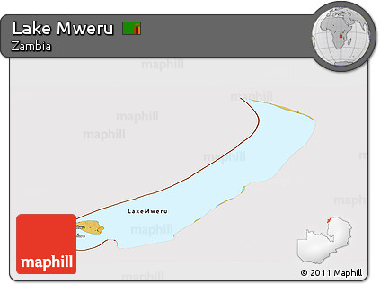 Physical Panoramic Map of Lake Mweru, cropped outside