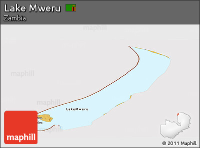 Physical Panoramic Map of Lake Mweru, cropped outside