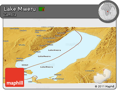 Physical Panoramic Map of Lake Mweru