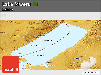 Physical Panoramic Map of Lake Mweru