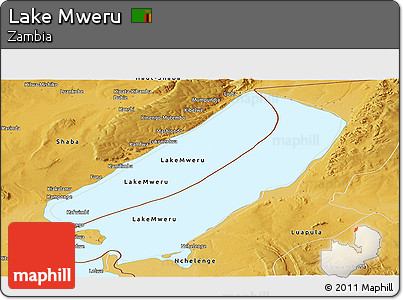 Physical Panoramic Map of Lake Mweru