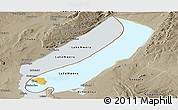 Physical Panoramic Map of Lake Mweru, semi-desaturated