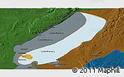 Political Panoramic Map of Lake Mweru, darken