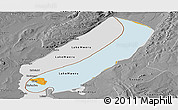 Political Panoramic Map of Lake Mweru, desaturated