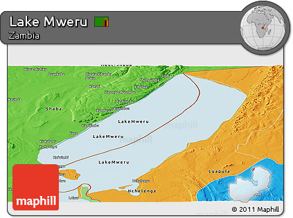 Political Panoramic Map of Lake Mweru