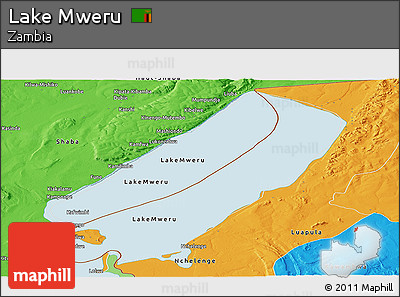 Political Panoramic Map of Lake Mweru