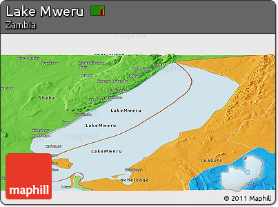 Political Panoramic Map of Lake Mweru