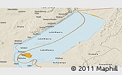 Political Panoramic Map of Lake Mweru, shaded relief outside
