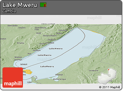 Savanna Style Panoramic Map of Lake Mweru