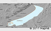 Shaded Relief Panoramic Map of Lake Mweru, darken, desaturated