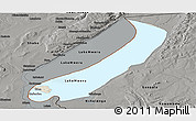 Shaded Relief Panoramic Map of Lake Mweru, darken, semi-desaturated