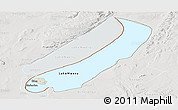 Shaded Relief Panoramic Map of Lake Mweru, lighten, semi-desaturated