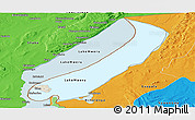 Shaded Relief Panoramic Map of Lake Mweru, political outside