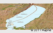 Shaded Relief Panoramic Map of Lake Mweru, satellite outside