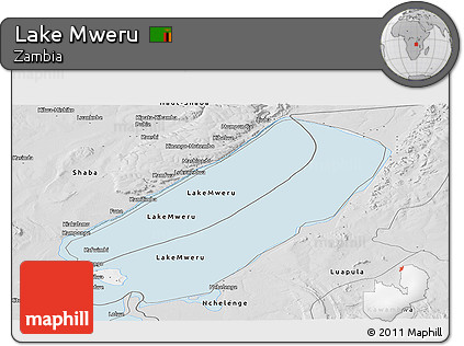 Silver Style Panoramic Map of Lake Mweru