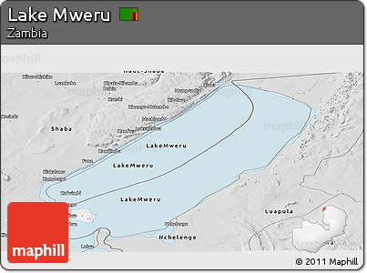 Silver Style Panoramic Map of Lake Mweru