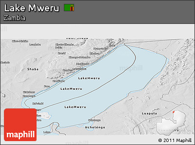 Silver Style Panoramic Map of Lake Mweru
