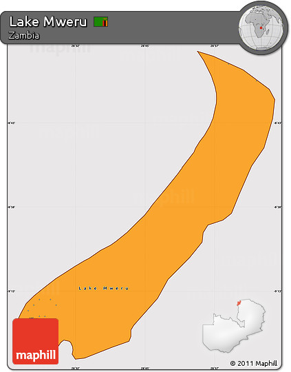 Political Simple Map of Lake Mweru, cropped outside