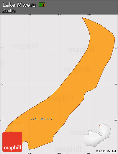 Political Simple Map of Lake Mweru, cropped outside
