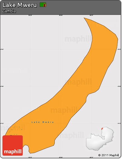 Political Simple Map of Lake Mweru, cropped outside