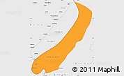 Political Simple Map of Lake Mweru, single color outside, borders and labels