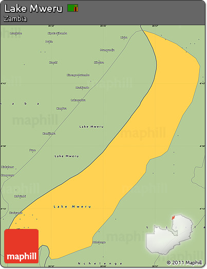 Savanna Style Simple Map of Lake Mweru