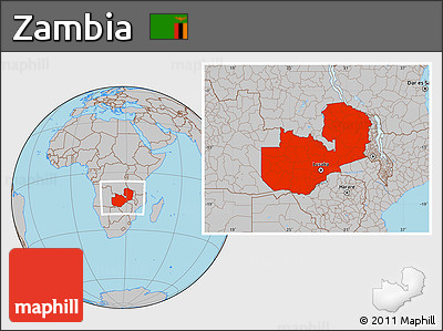 Gray Location Map of Zambia