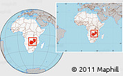 Gray Location Map of Zambia, highlighted continent, within the entire continent