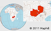 Gray Location Map of Zambia, highlighted continent