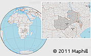 Gray Location Map of Zambia, lighten, desaturated, land only