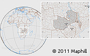 Gray Location Map of Zambia, lighten, desaturated