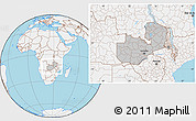 Gray Location Map of Zambia, lighten, land only