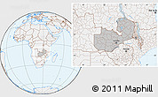 Gray Location Map of Zambia, lighten