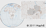 Gray Location Map of Zambia, lighten, semi-desaturated