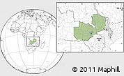 Savanna Style Location Map of Zambia, blank outside