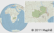 Savanna Style Location Map of Zambia, lighten, land only, hill shading