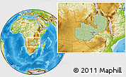 Savanna Style Location Map of Zambia, physical outside