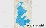 Political Shades 3D Map of Luapula, shaded relief outside