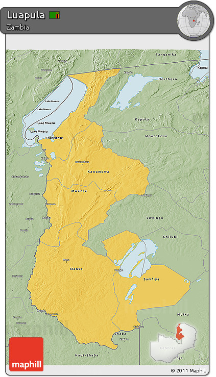Savanna Style 3D Map of Luapula