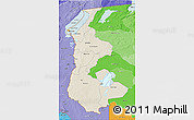 Shaded Relief 3D Map of Luapula, political shades outside