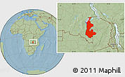 Savanna Style Location Map of Luapula, hill shading