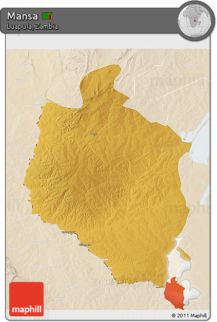 Physical 3D Map of Mansa, lighten