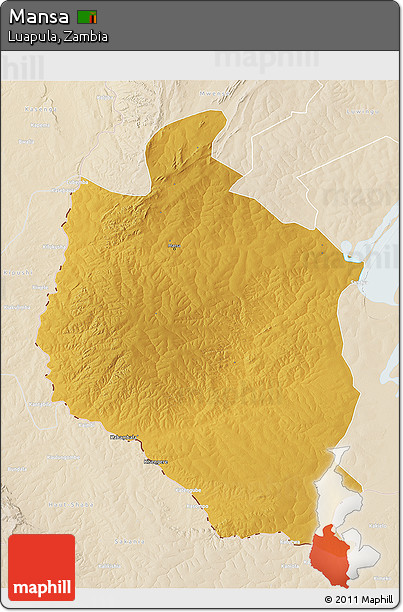 Physical 3D Map of Mansa, lighten