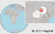 Gray Location Map of Mansa, highlighted country, within the entire country