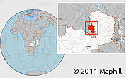 Gray Location Map of Mansa, highlighted country, hill shading