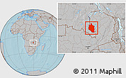 Gray Location Map of Mansa, hill shading