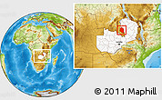 Physical Location Map of Mansa, highlighted country, within the entire country