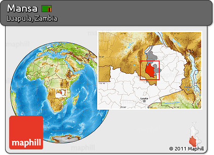 Physical Location Map of Mansa, highlighted country, highlighted parent region
